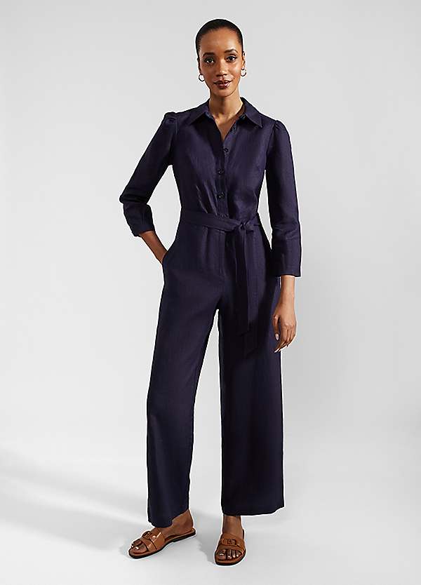 ホブズ HOBBS ZURI JUMPSUIT （MIDNIGHT NAVY） HOBBS Lina Pebble Print Jumpsuit in Navy/Ivory | endource