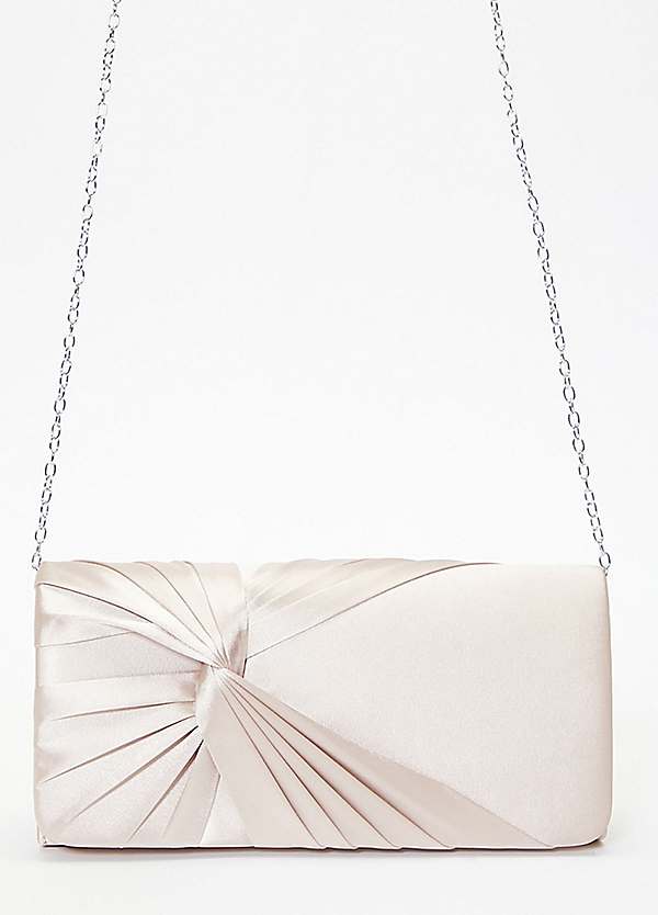 Champagne Satin Twist Clutch Bag by Quiz Look Again