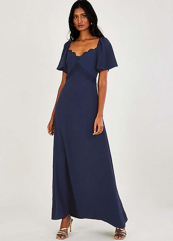 Navy and best sale white maxi dress