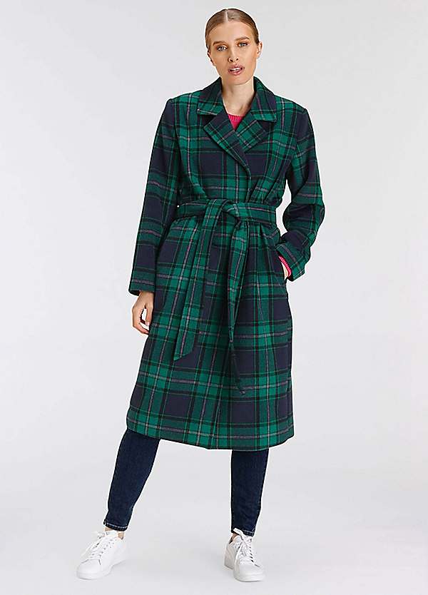 Long checked hotsell wool coat