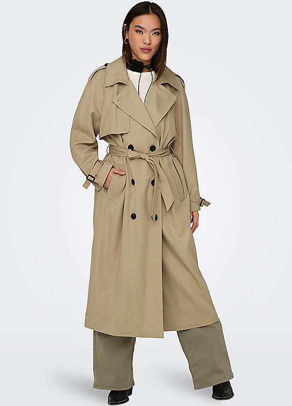 Longline Trench Trenchcoat Only Beige Chloe Trench Coat By Only