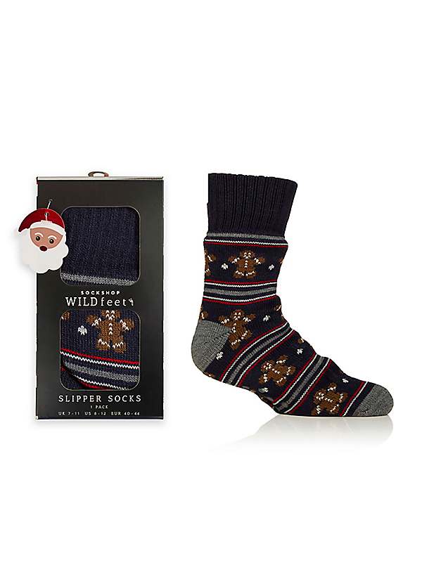Christmas Gingerbread Man Men s Slippers Socks In A Gift Box