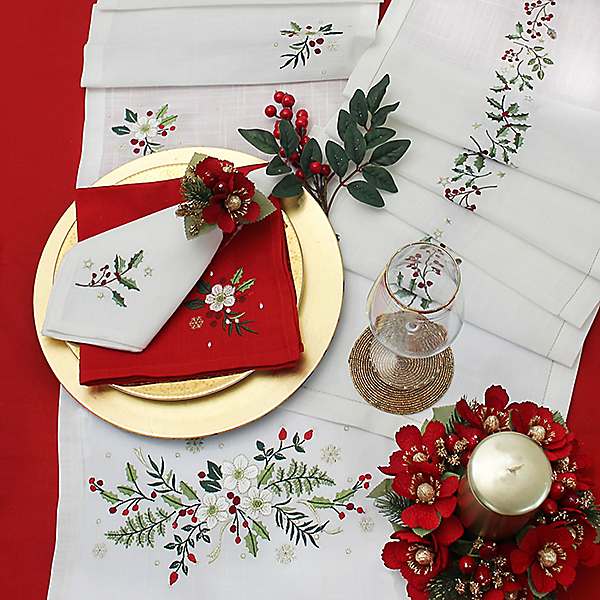 Snowflake-Embellished Table Runner