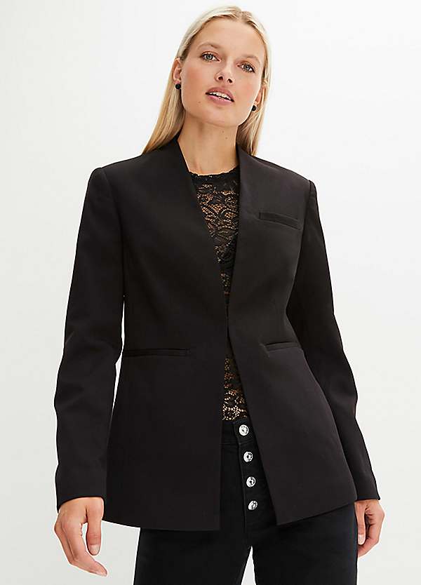 Long shop collarless blazer