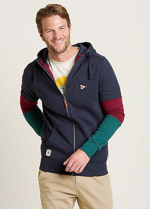 Men's Hoodies Colour Block Zip Up Hoodie Men Oversized Fit