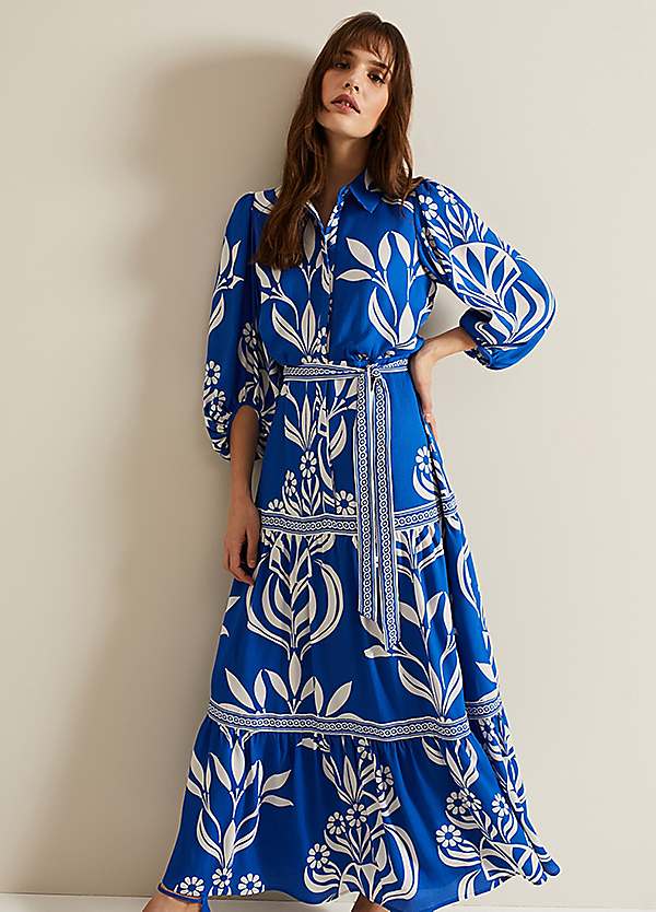 ★Phase eight Coralie プリントｘティアード 上質マキシ★ Coralie Print Shirt Midaxi Dress by Phase Eight | Look Again