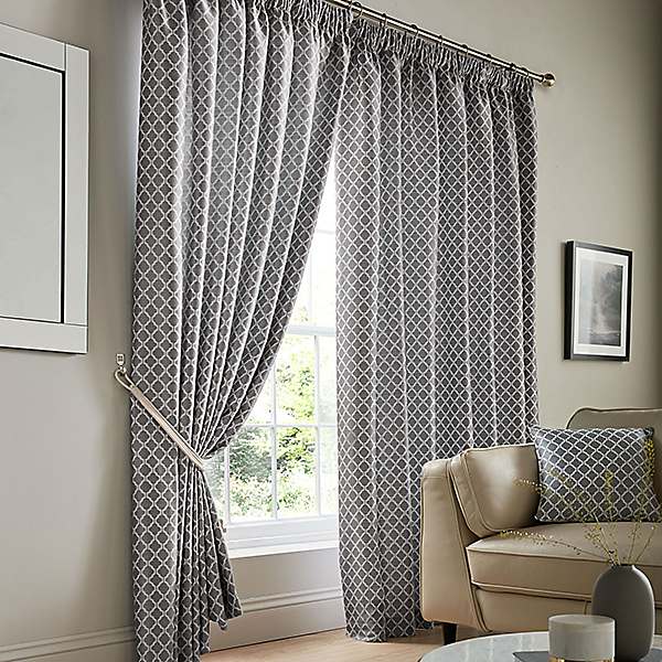 Cotswold Jacquard Pair of Fully Lined Pencil Pleat Curtains by Alan Symonds