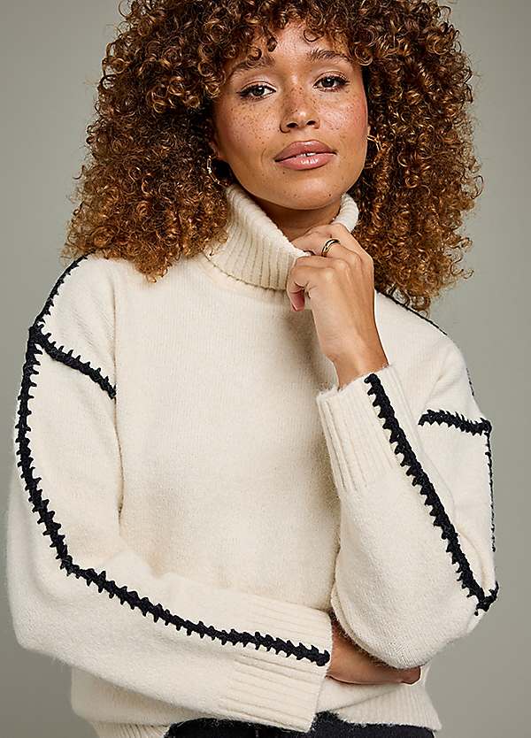 Cream polo neck jumper hotsell