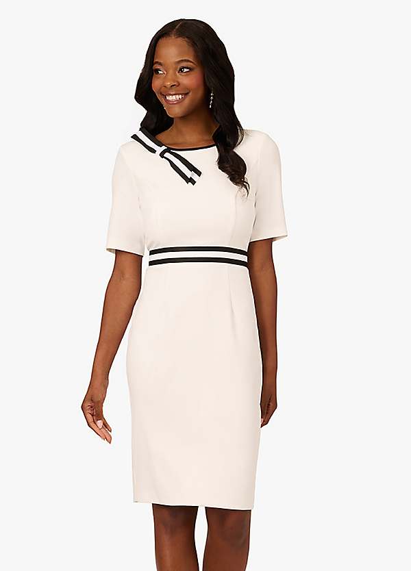 Crepe Ribbon Short Dress by Adrianna Papell