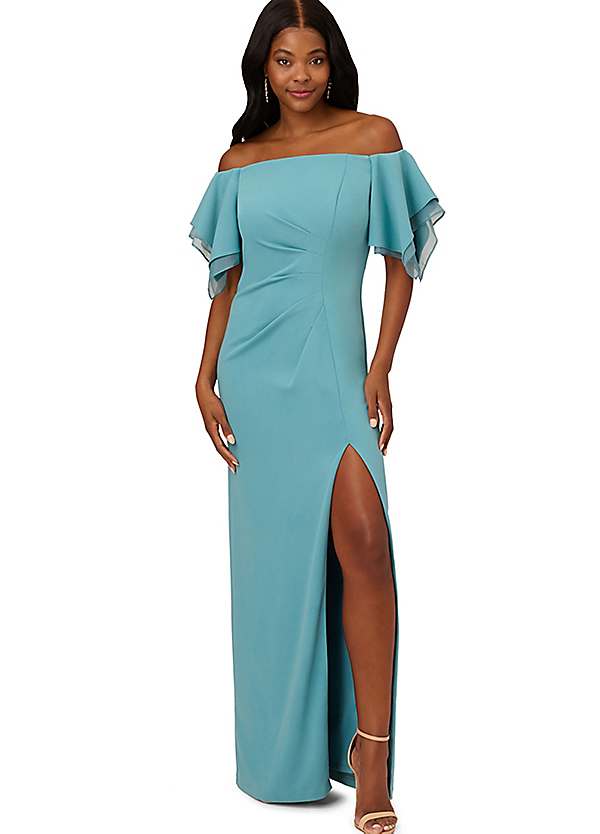 Crepe Tiered Sleeve Gown by Adrianna Papell