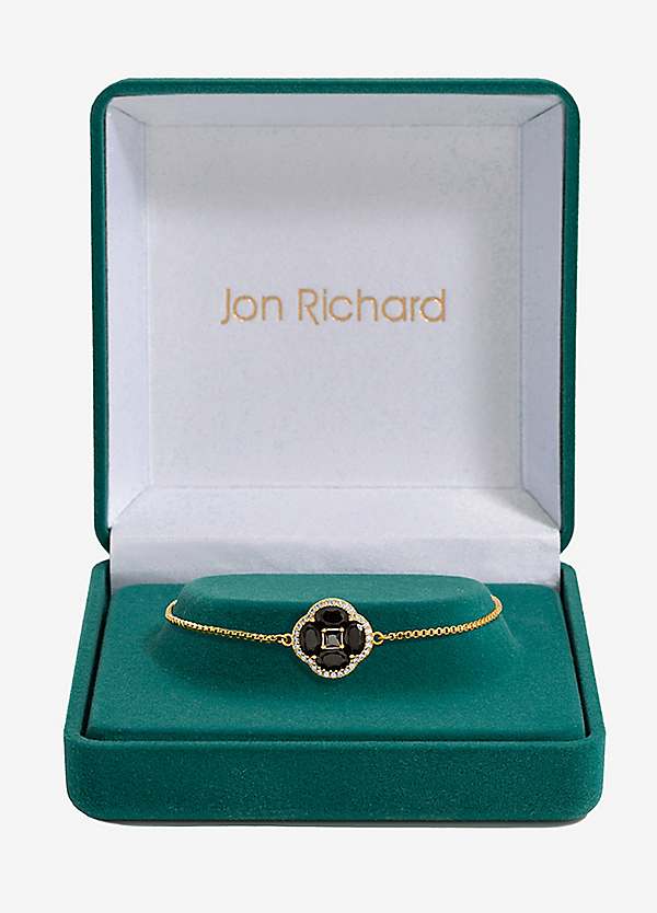 Cubic Zirconia Jet Clover Toggle Bracelet by Jon Richard Look Again