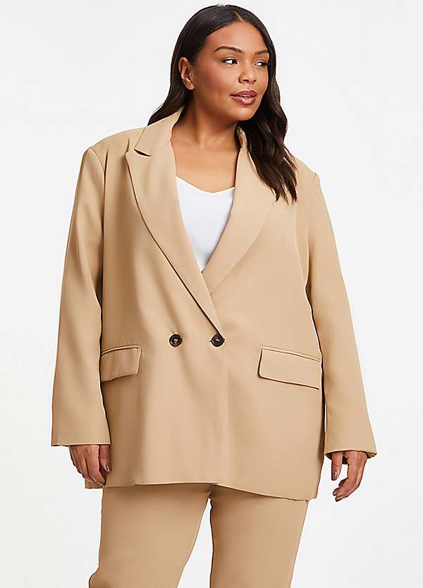 Curve Camel Oversized Tailored Blazer by Quiz