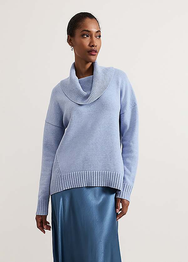 Dara Blue Chunky Cowl Neck Jumper by Phase Eight Look Again