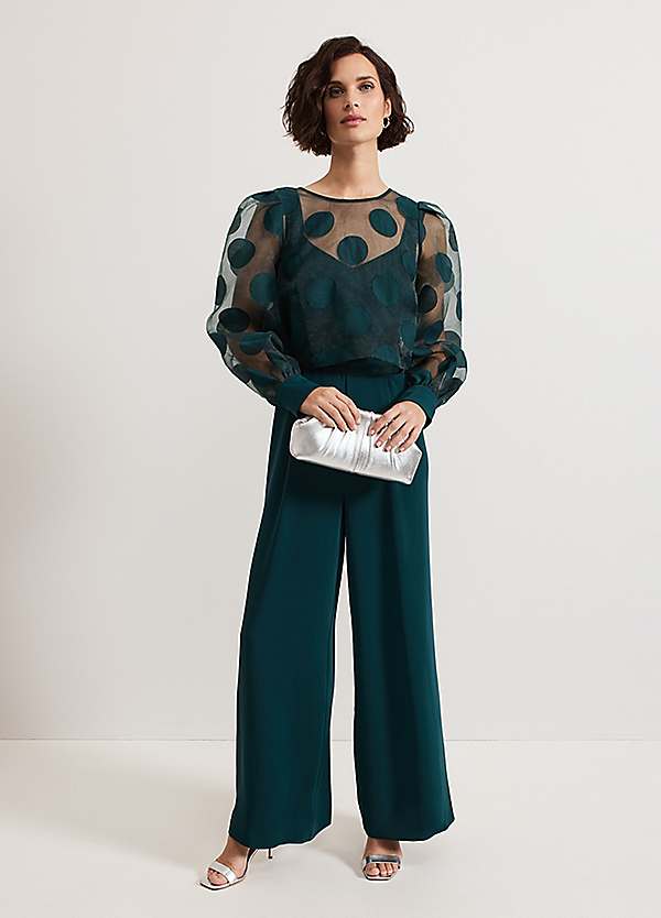 Davina Spot Sheer Wrap Jumpsuit by Phase Eight | Look Again