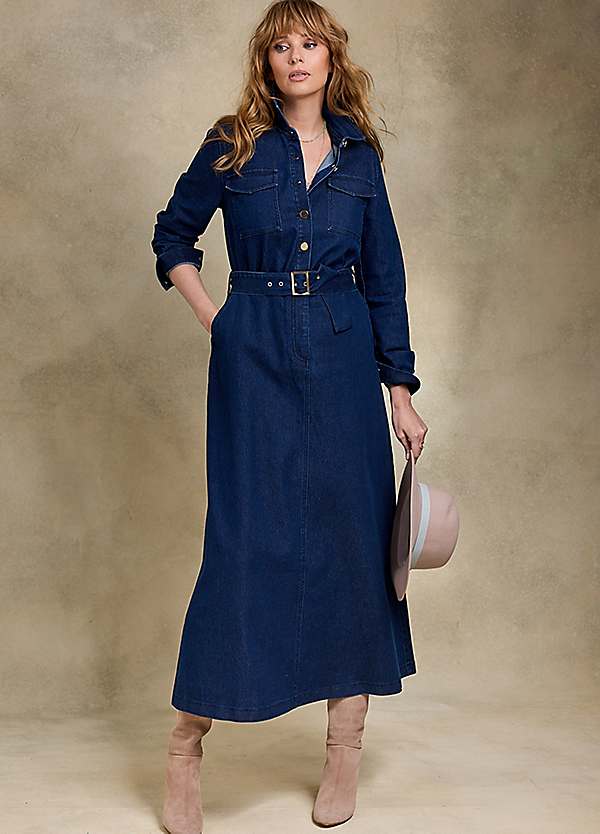 Denim dress a line best sale