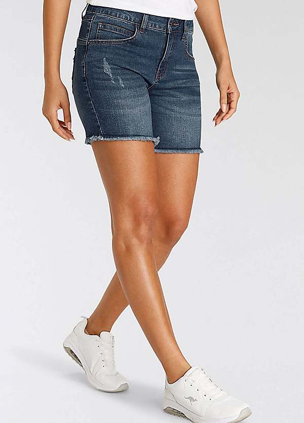 Plus size fringe denim shorts on sale