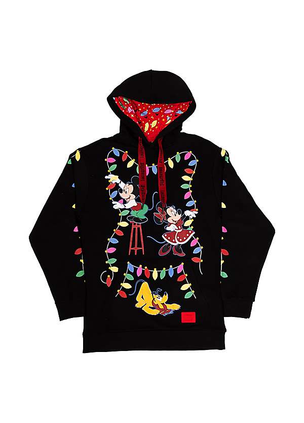 Disney Mickey s Light Up Decorations Christmas Sweatshirt Hoodie by Loungefly