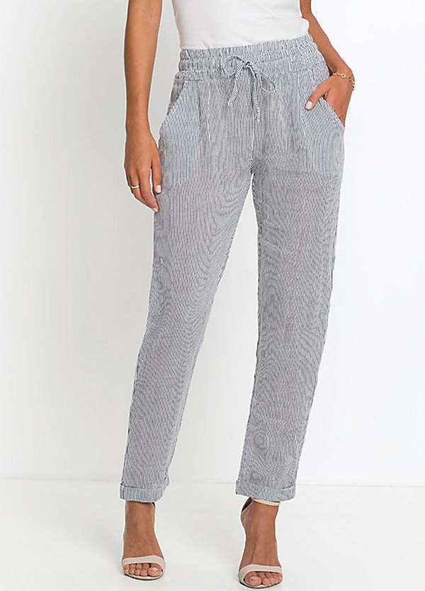 Drawstring Linen Trousers by bonprix