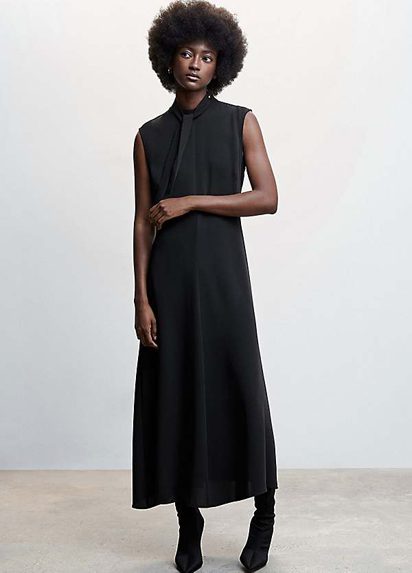 Mango long black sales dress