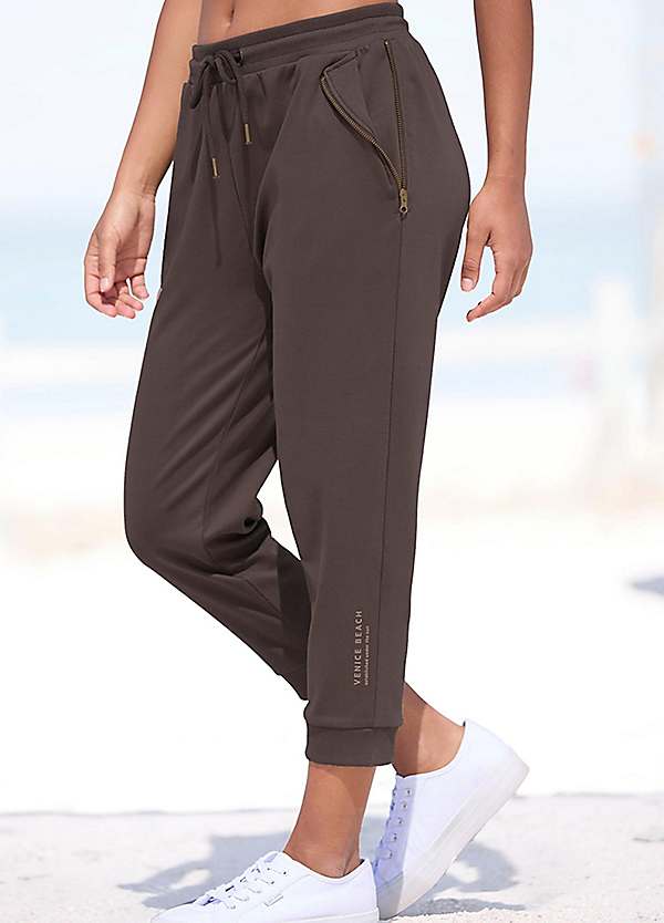 Elasticated Waist Cropped Joggers by Venice Beach Look Again