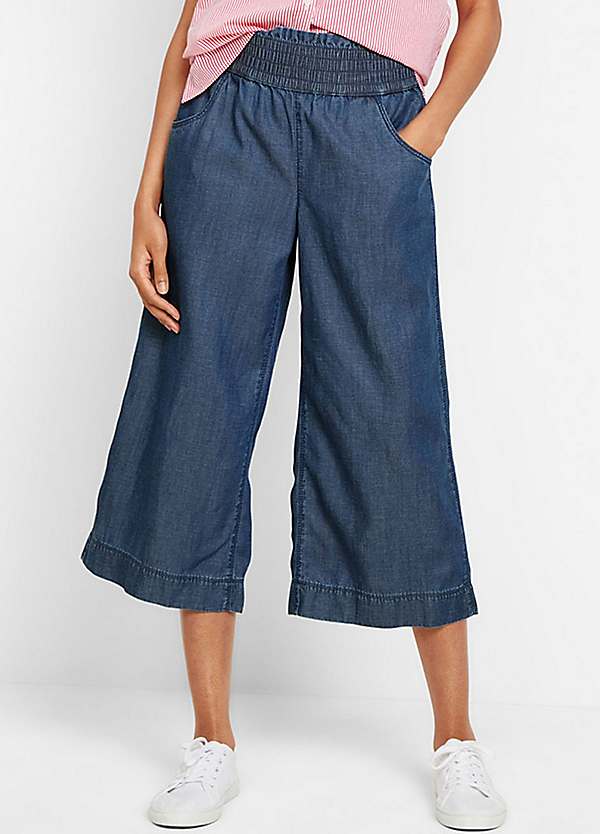 Elasticated Waist Wide Leg Culottes by bonprix Look Again