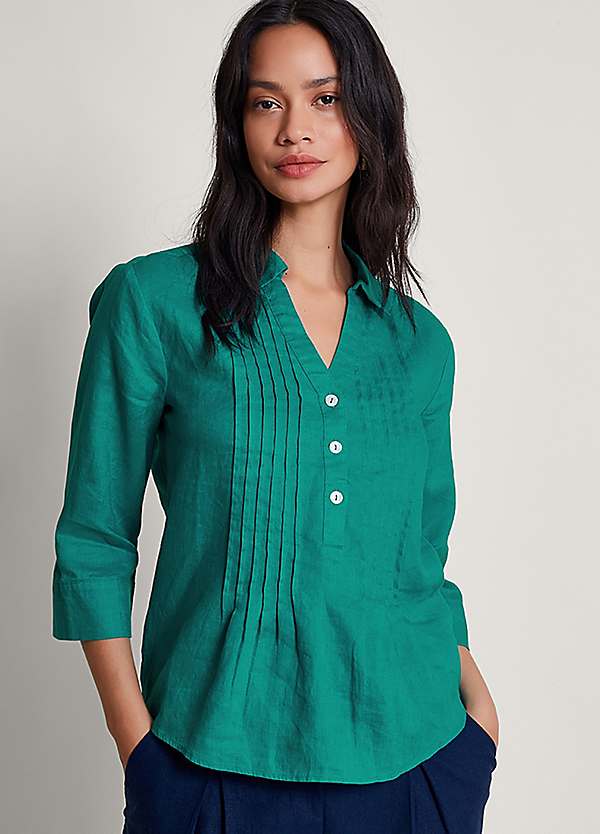 Elsie Pintuck Linen Blouse by Monsoon Look Again