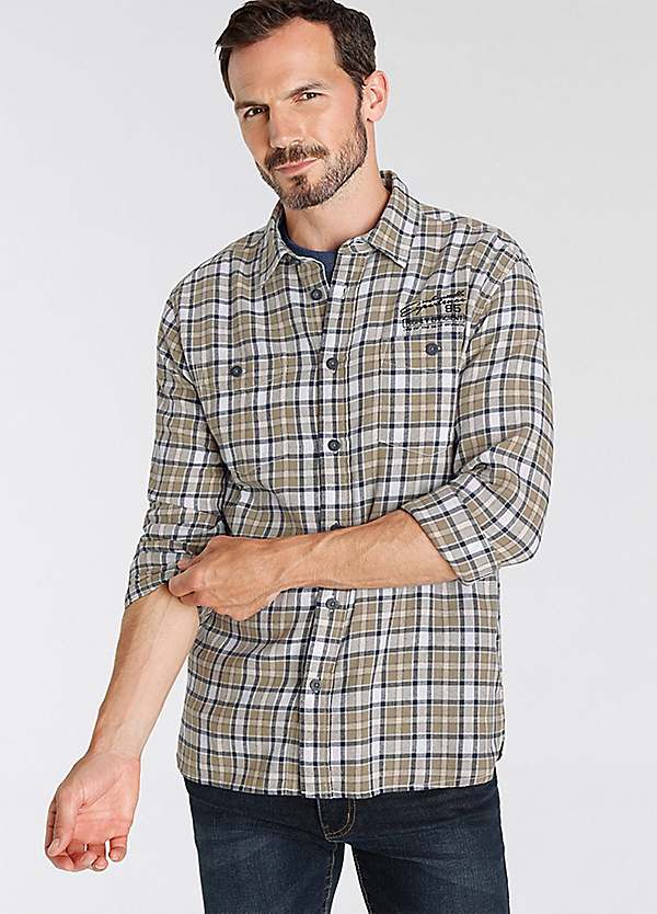 Embroidered Check Flannel Shirt by Man’s World