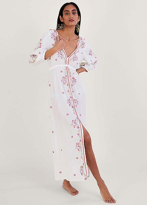 Embroidered Maxi Kaftan Dress in Lenzing Ecovero by Monsoon | Look Again