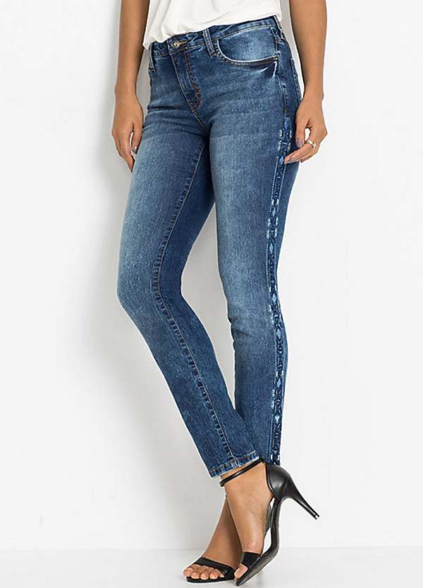 Embroidered Piped Skinny Jeans by bonprix Look Again