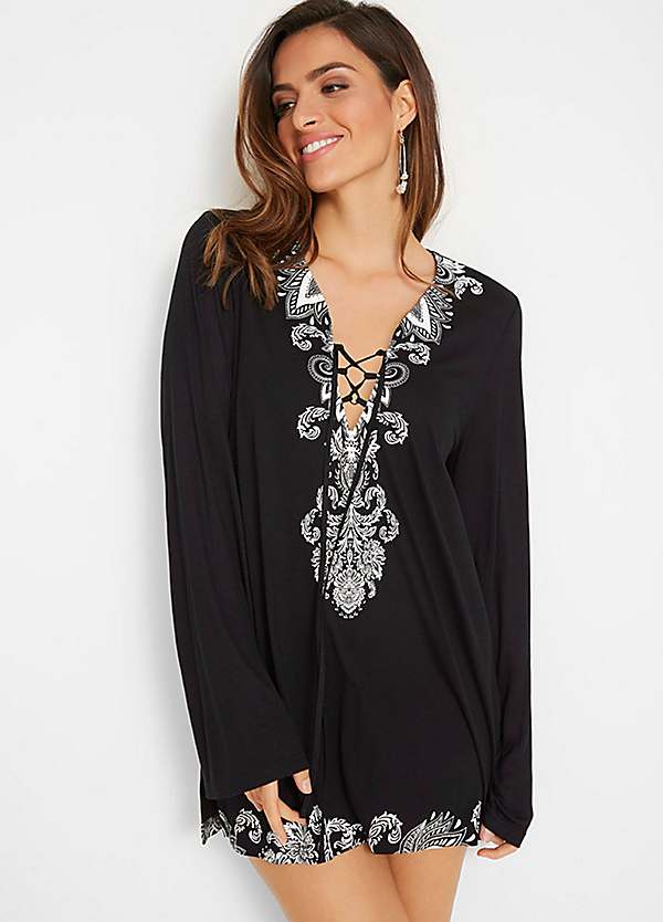 Embroidery Print Beach Kaftan by bonprix