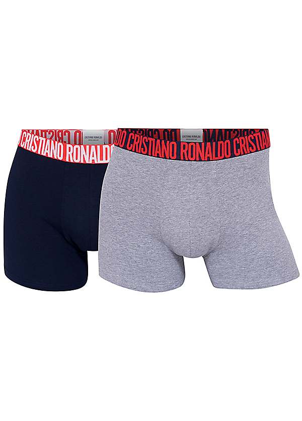 Euro 2021 Men's 2 Pack of Grey & Navy Trunks by CR7 by Cristiano Ronaldo