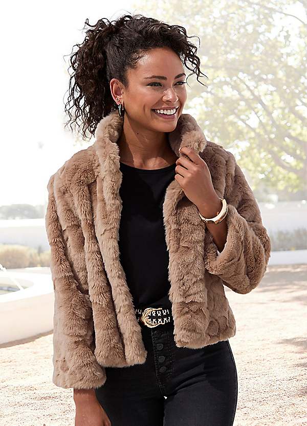 Plush fur jacket best sale