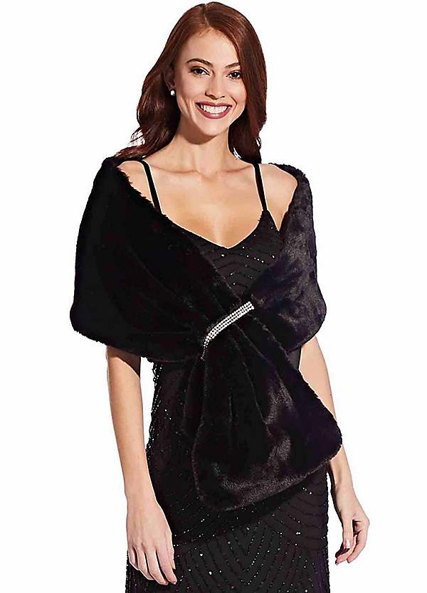 Adrianna papell faux fur hot sale shrug