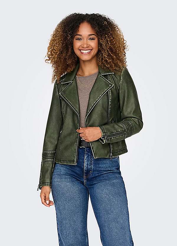 Faux leather biker best sale