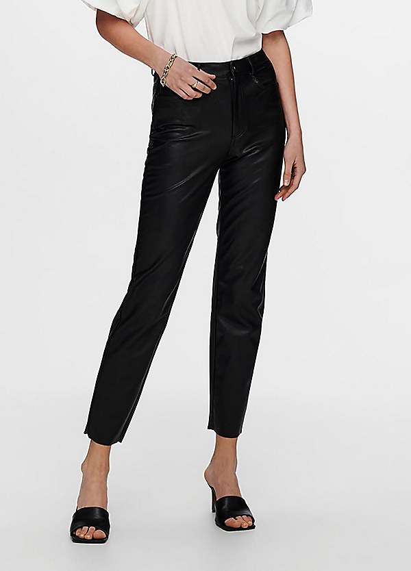 Cropped Faux Leather Leather Look Cropped Trousers Cropped Faux