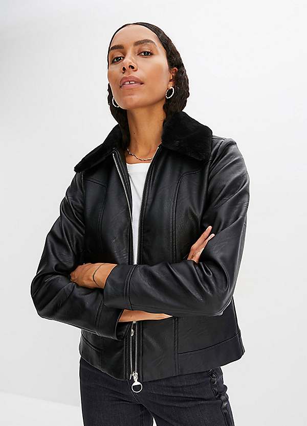 Cheap leather hot sale look jacket