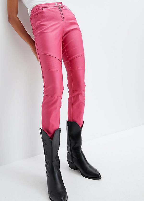 Zip Hem Faux Leather Trousers