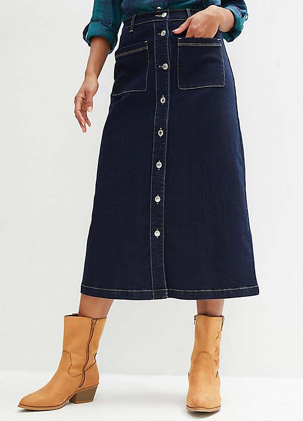 Flared denim outlet skirt