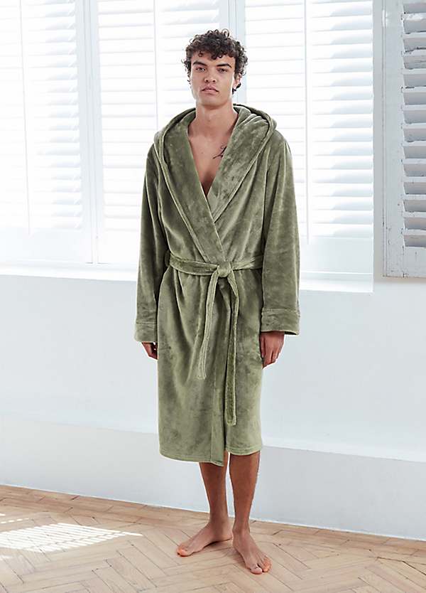 green emerald velvet dress Sage Green Long Towelling Robe – Dip & Doze main image 0