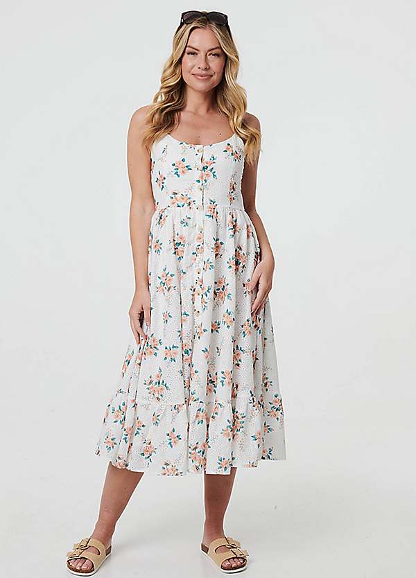 linka cami strap midi dress Women's Dresses Linka Cami Strap Midi Dress Floral Print Avocado XL by Selfie Leslie
