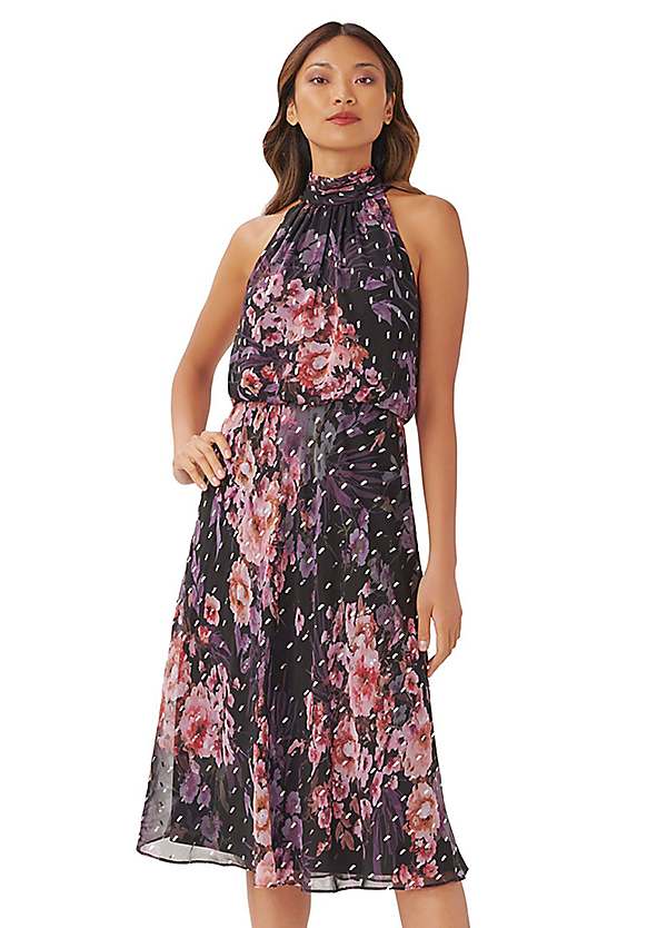 Floral Chiffon Halter Dress by Adrianna Papell