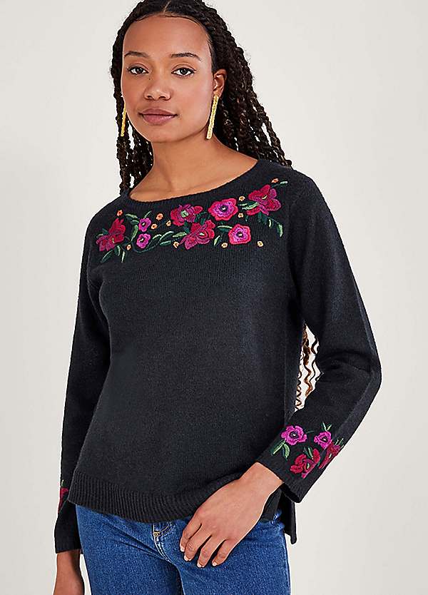 Sweater with embroidered on sale flowers