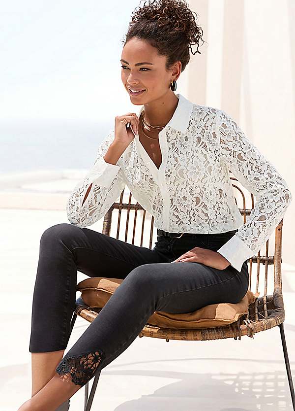 Floral Lace Long Sleeve Shirt by LASCANA Look Again