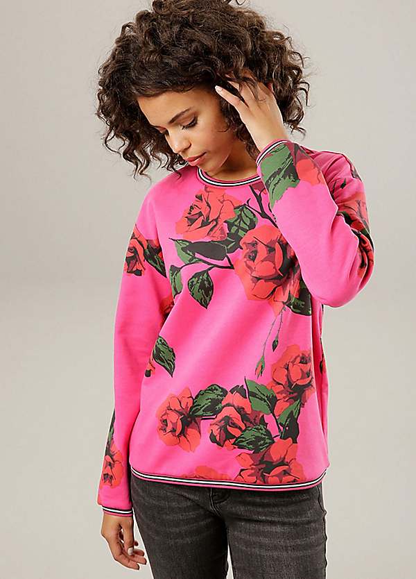 Floral Print Sweatshirt by Aniston Look Again