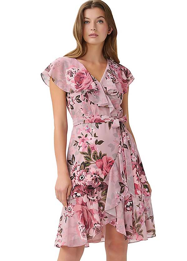 Floral Printed Wrap Dress by Adrianna Papell Look Again