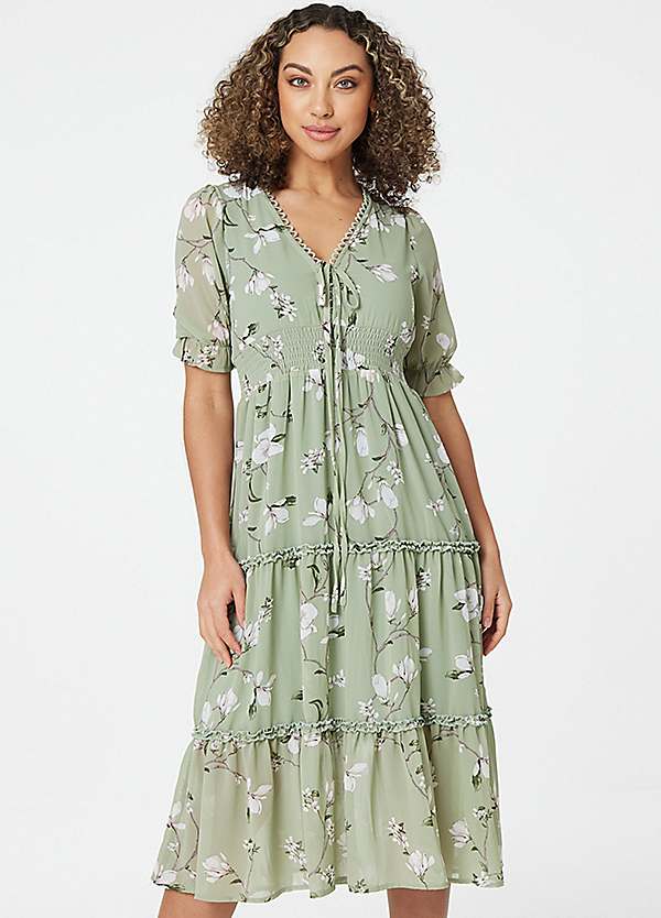 Tie front tea store dress