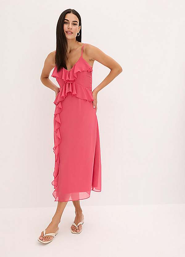 Flounced Chiffon Midi Dress by bonprix Look Again