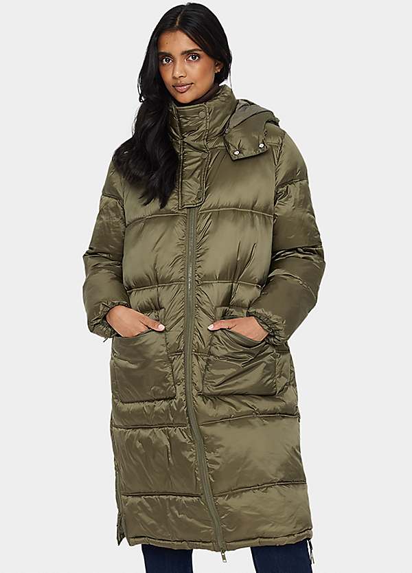 Frances Hooded Knee Length Puffer Coat by Saint Tropez Look Again