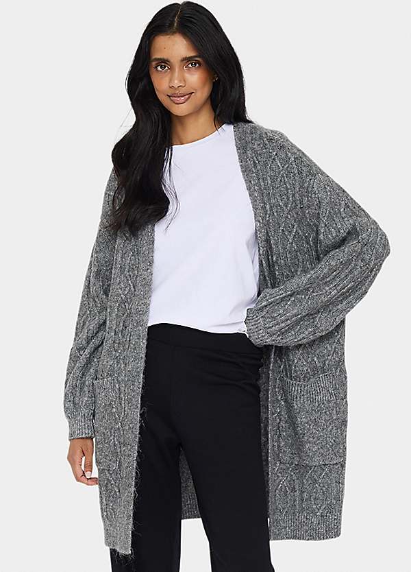 Geeta Open Front Cable Knit Cardigan by Saint Tropez | Look Again