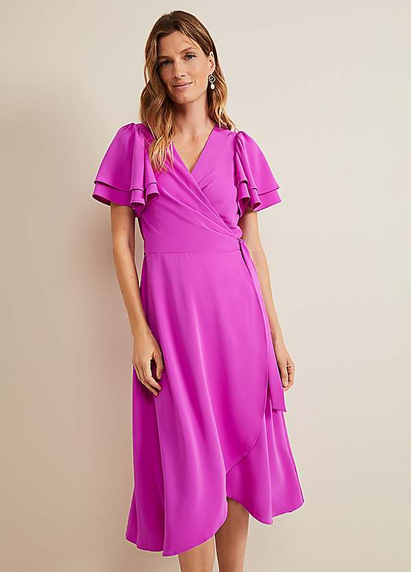 Gian Magenta Wrap Midi Dress by Phase Eight Look Again